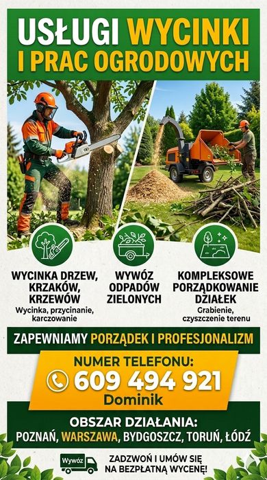 Usługi wycinki drzew krzaków i prac ogrodowych