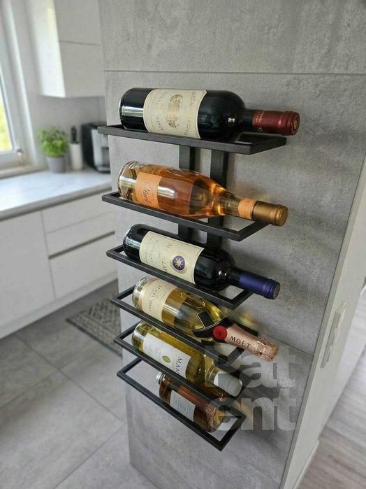 Stojak organizer na wino butelki barek czarny 6 poziomów