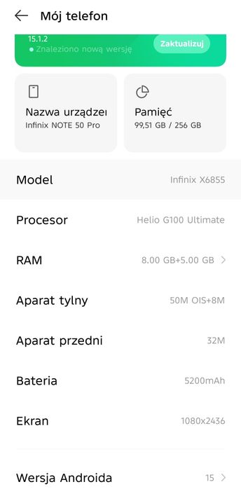 Smartfon Infinix Note 50 Pro 8 GB / 256 GB 4G (LTE) fioletowy