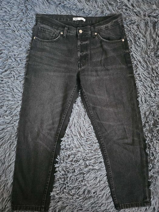 Jeansy Zara 44 wysoki stan czarne