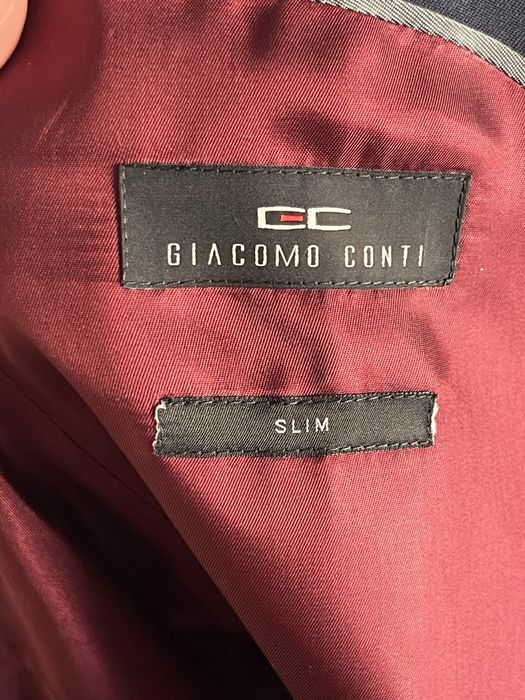 Garnitur Męski Giacomo Conti Slim 70% welna Granatowy + Gratis krawat