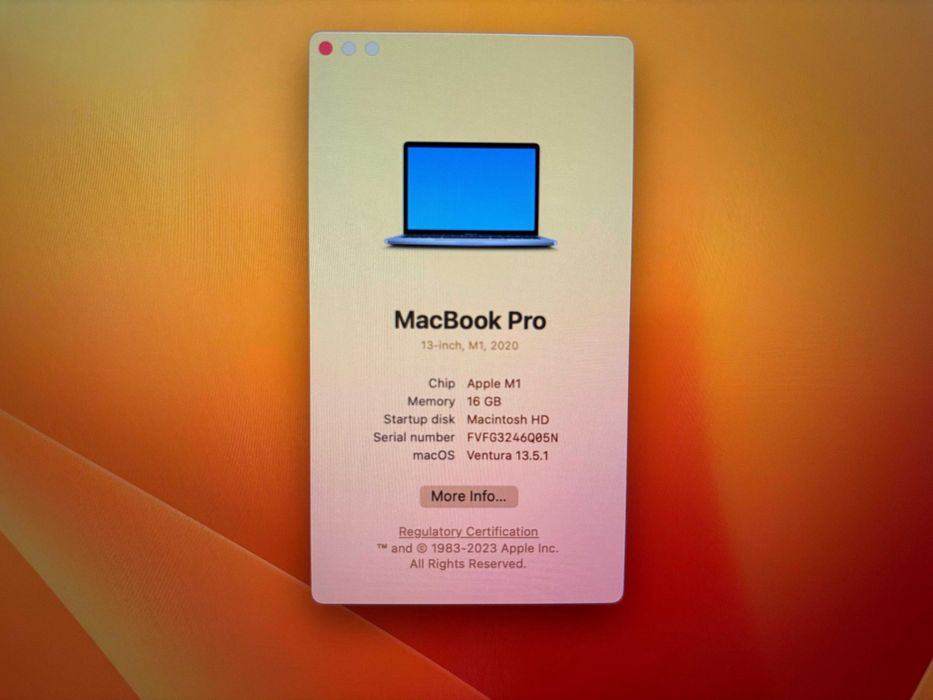 Macbook PRO M1 13" 2020 16GB 256GB Touch Cinza Sideral