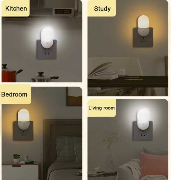 Lampka nocna do gniazdka - dla dziecka - z wyłącznikiem - 6szt