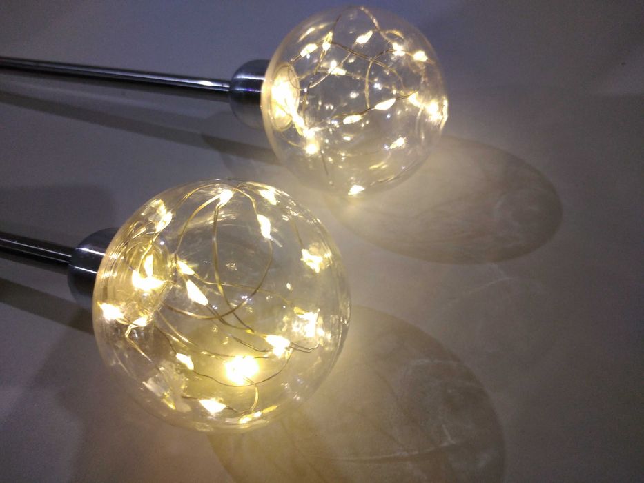 Lampa Solarna Ogrodowa Kula Wbijana 70cm IP65 x2