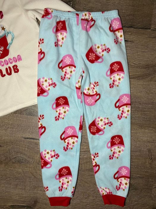 Тепла флісова піжама дівчинці 7-8р. комплект кофтинка і штани для дому