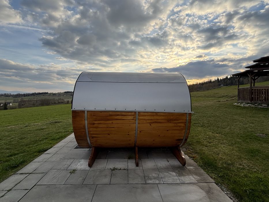 Sauna PANORAMA 6-8 osobowa piec elektryczny harvia , przedsionek LIFE POLSKA