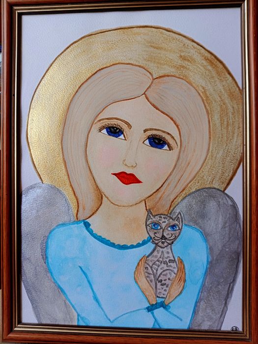 Anioł,obraz akwarela A4