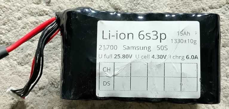 Акумулятори 6S3P, 6s2p. 6S4P   21700