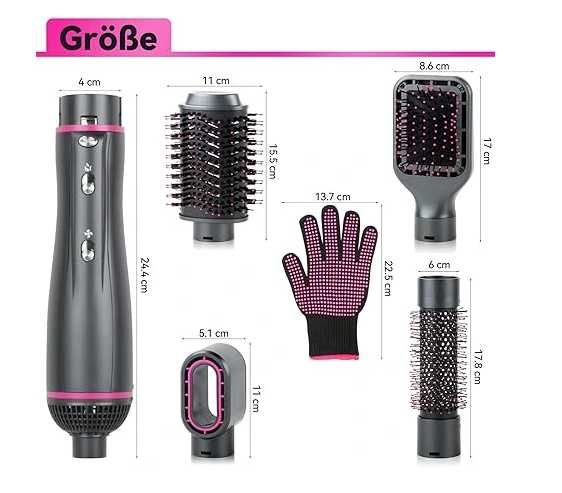 Suszarka 4w1 do włosów z jonami ujemnymi z 4 róźnymi końcówkami