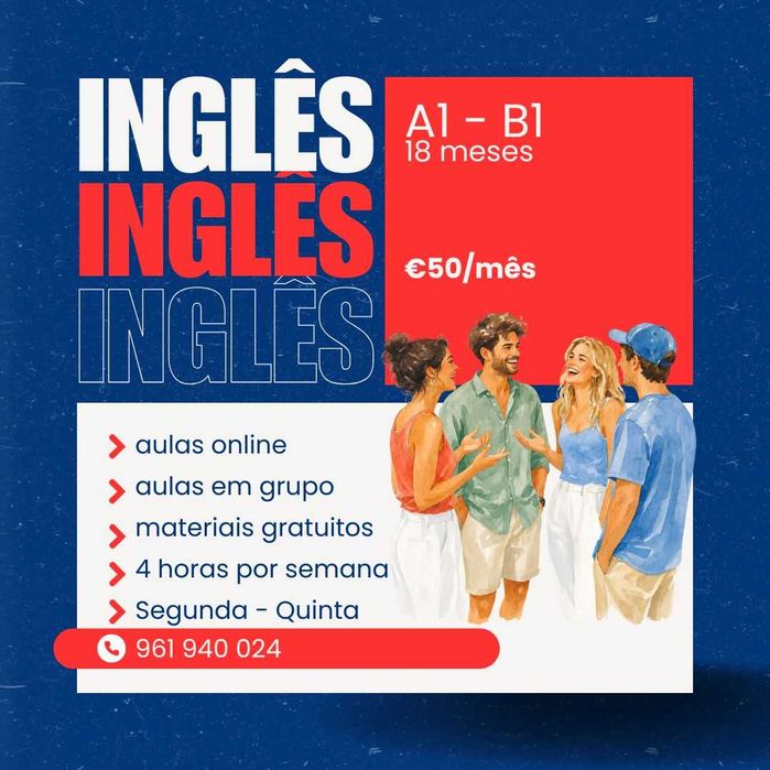 Aulas de inglês - Online e em Grupo