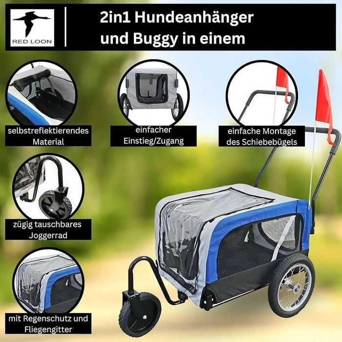 Przyczepka riksza jogger dla piesków zwierząt 2w1 przyczepka dla psów