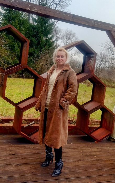 Kożuch naturalny kożuszek prawdziwy vintage retro