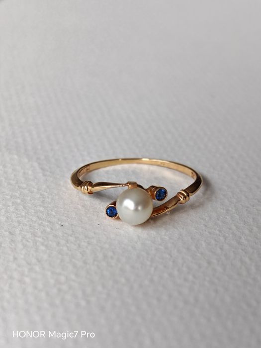 Pierścionek, złoto 18k, perła.