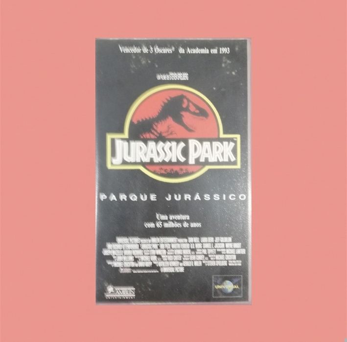 Filme "Jurassic Park" em formato VHS original, 1993