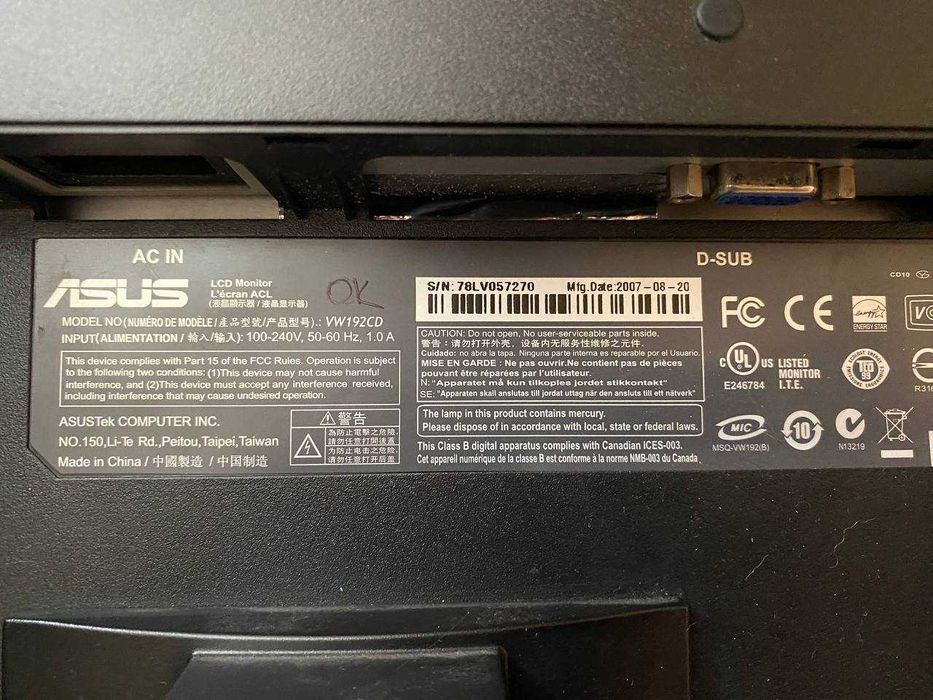 Монітор Asus VW192CD 1440x900