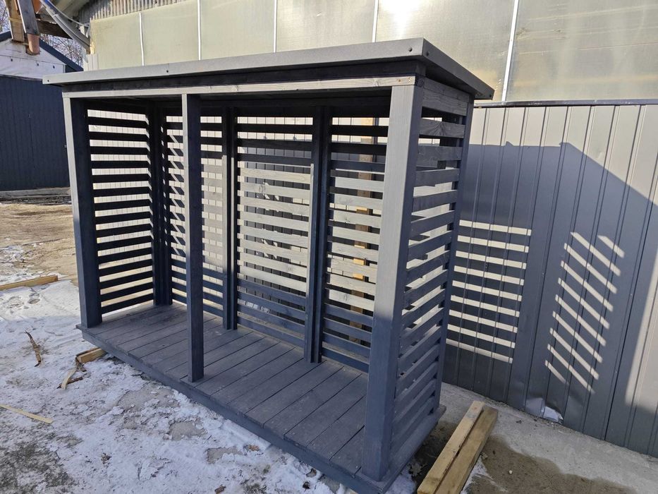 Drewutnia  Wiata na drewno opałowe  Antracyt  zadaszenie gospodarcze