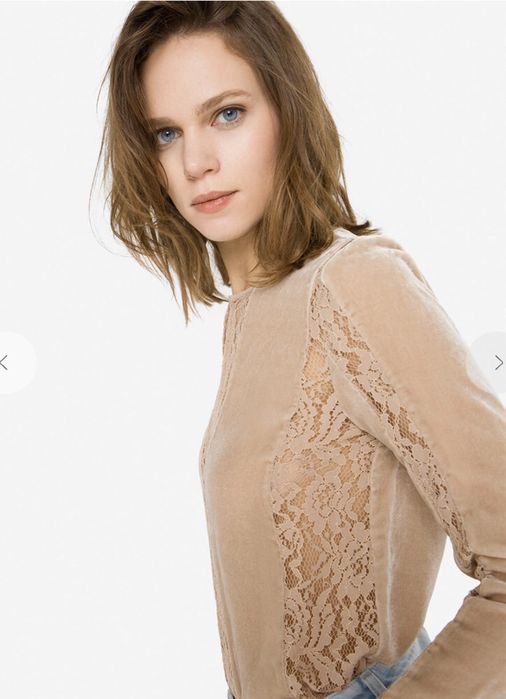 Бархатна з мереживом кофта, блуза Uterque