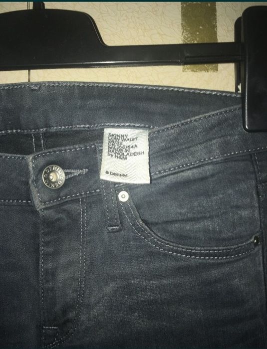 H&M nowe Spodnie Szare Dżinsy skinny jeans rurki. XS