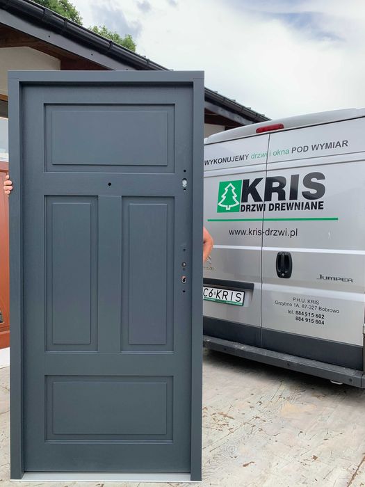 Drzwi Zewnętrzne drewniane 900 ofert ANTRACYT7016 CZYSTE POWIETRZE DĄB