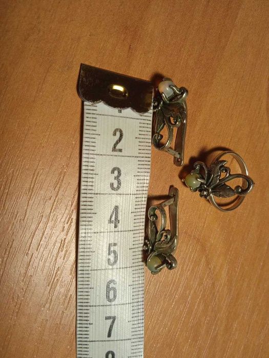 комплект кільце та сережки з мельхіору з опалом