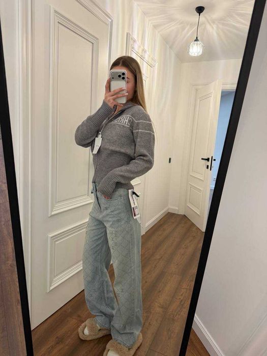 Джинси Chanel блакитні зі стразами шанель