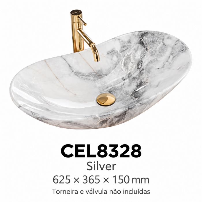 Lavatório de pousar Silver — Efeito mármore | CEL8328