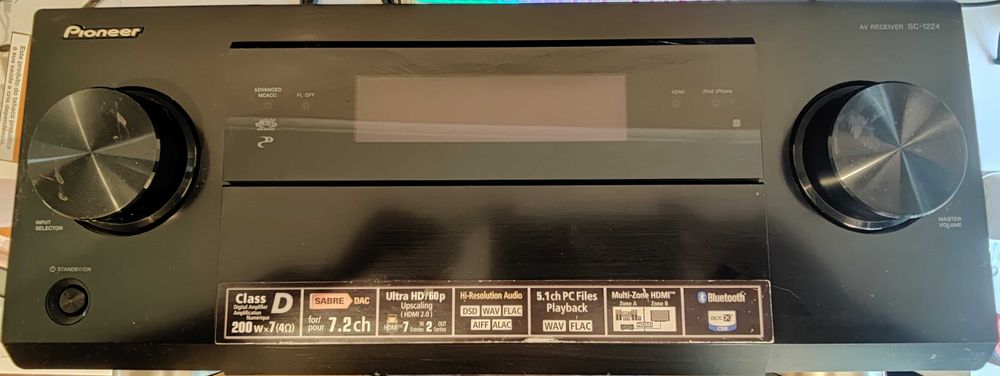 Recetor AV Pioneer SC-1224-K classe D, 7.2 canais com Ultra HD 4K