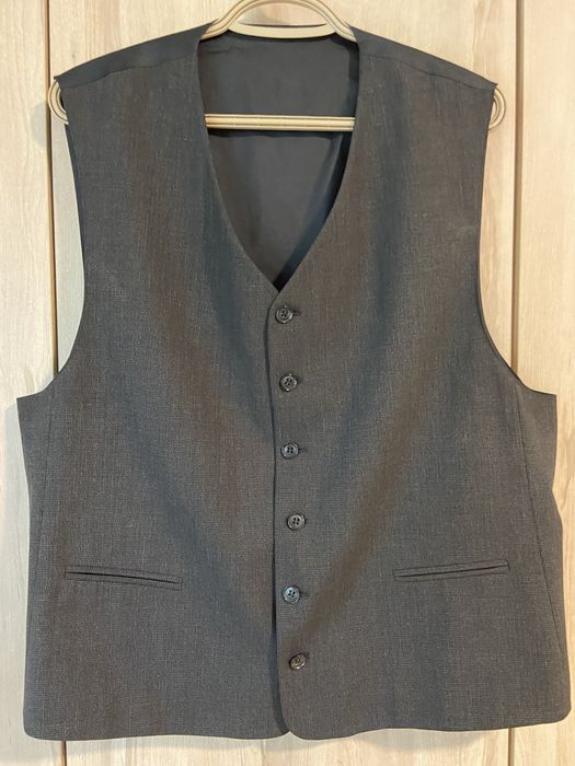 Czarna wełna wool 54 XL Męska kamizelka  elegancka Vintage