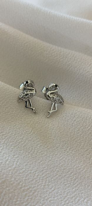 Brincos flamingo em prata