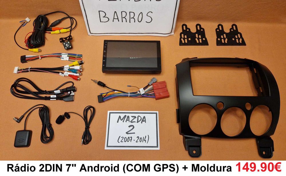 (NOVO) Rádio 2DIN • MAZDA 2 • (Desde 2002 a 2014) • Android GPS WiFi