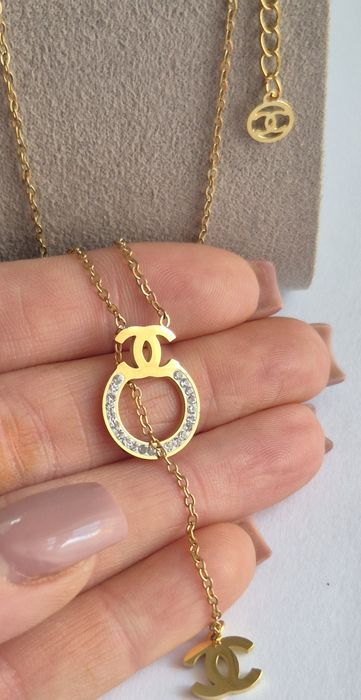 Przepiękny, złoty łańcuszek cc przywieszki Cudo lv ysl