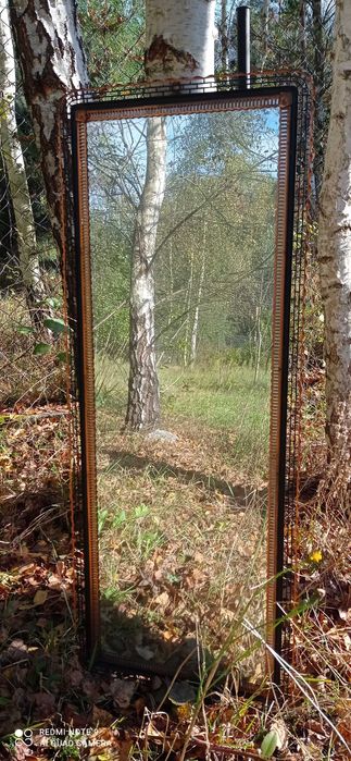 Lustro Mid - Century Modern. Miedziana rama. PRL. Lata 60