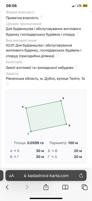 Продається земельна ділянка в районі садовової