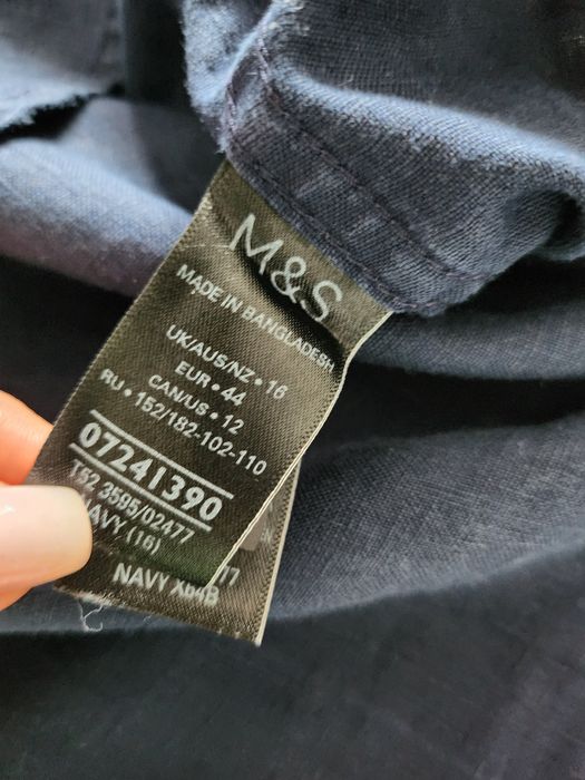 Синяя рубашка оверсайз M&S лён