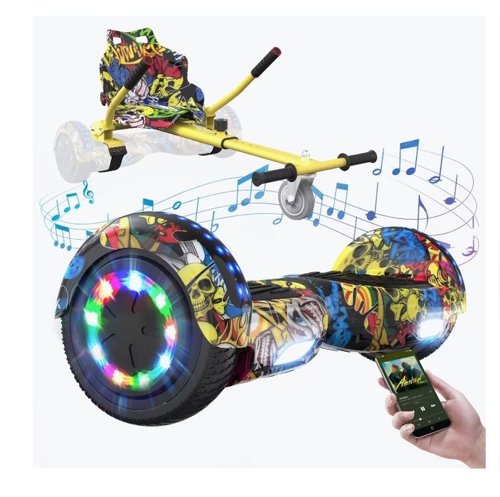 HITWAY Hoverboard 6.5'' com Kart, Bluetooth, Luzes LED - Verde Militar