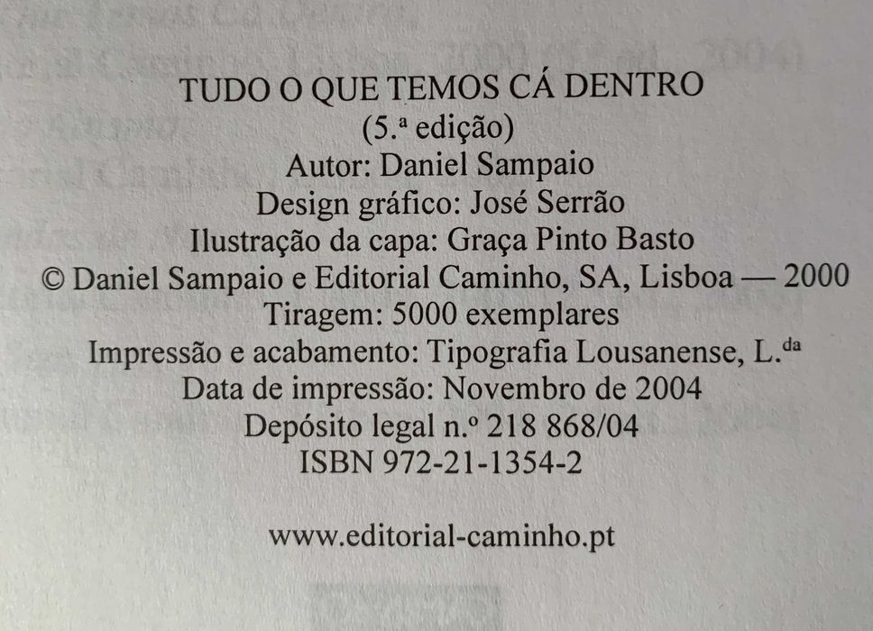 Tudo o Que Temos Cá Dentro, de Daniel Sampaio