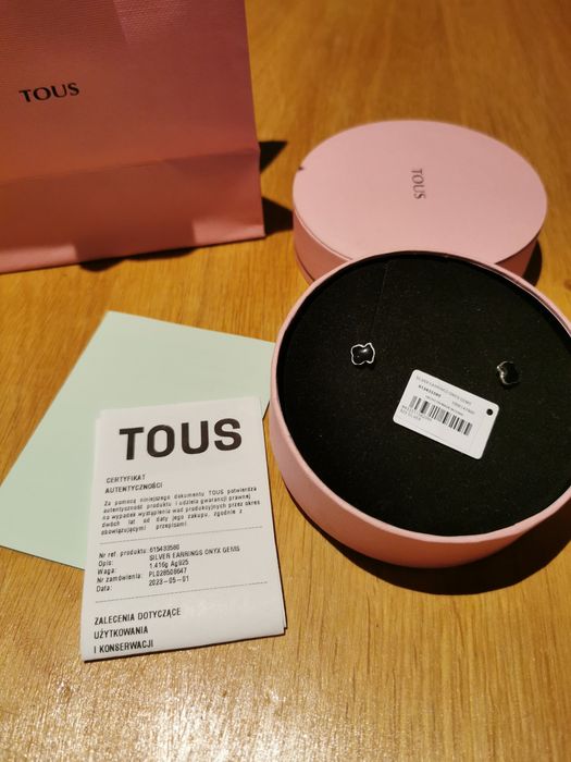 Tous oryginalne kolczyki misie onyx certyfikat