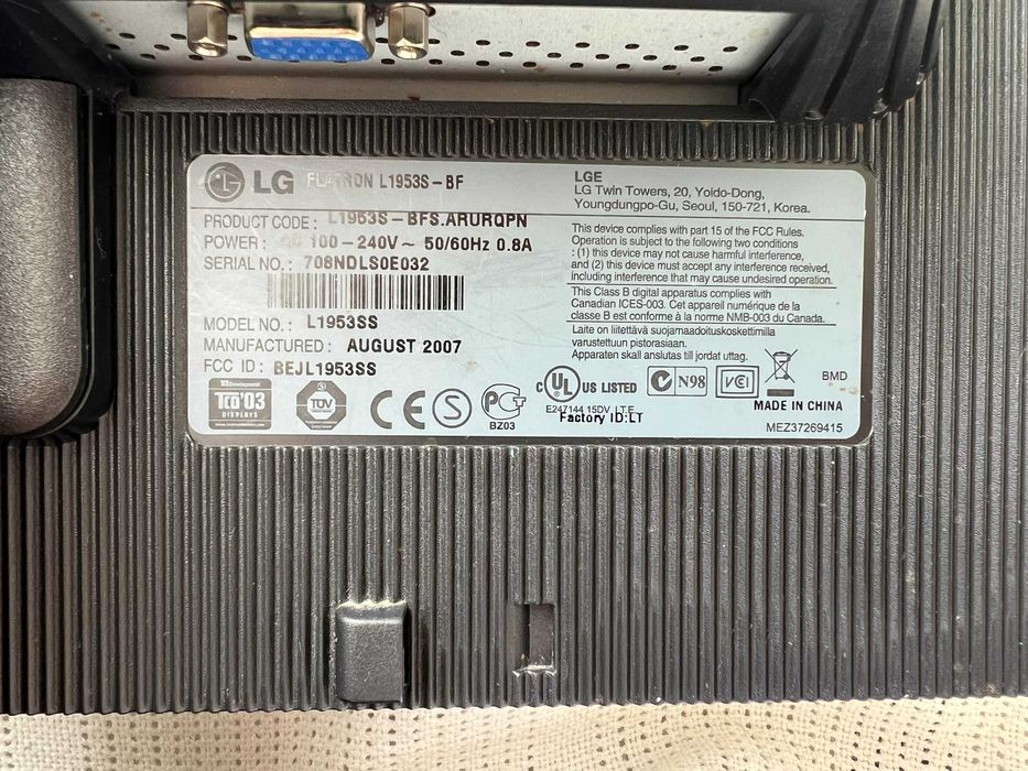 Монитор LG Flatron L1953S НЕ РАБОЧИЙ