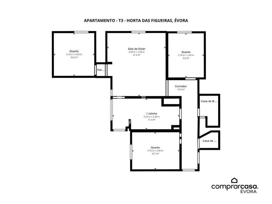 Apartamento T3 totalmente remodelado na Horta das Figueiras, Évora