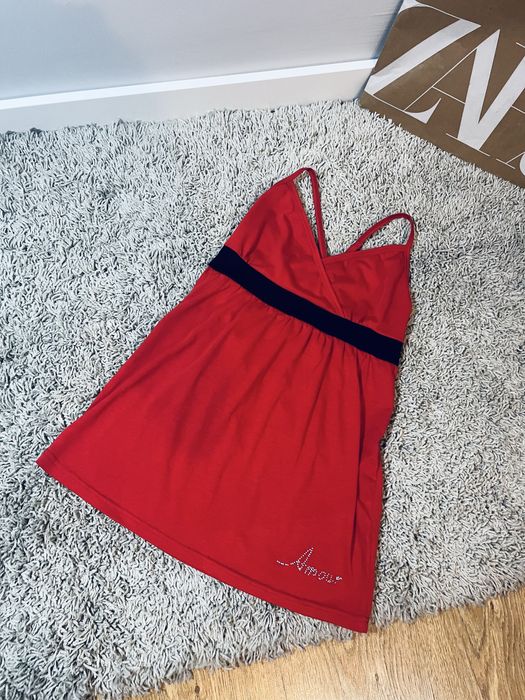 Bluzka na ramiaczkach damska czerwona rozm M basic wiazana