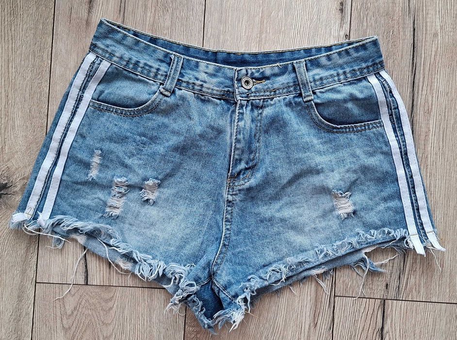 Spodenki jeansowe szorty z lampasami 38 M