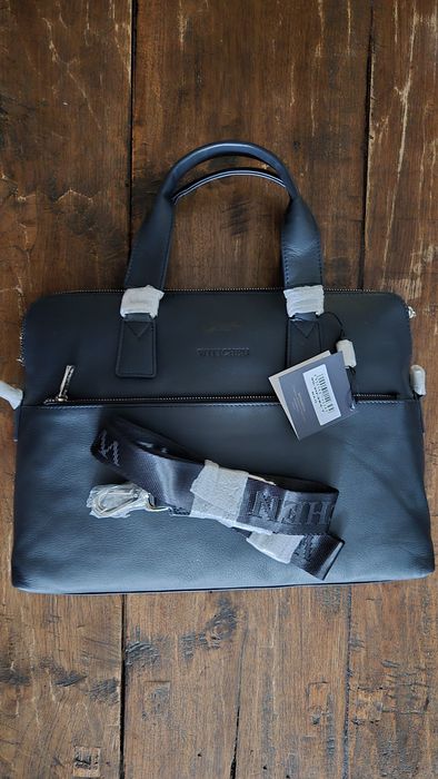 Torba skórzana na laptopa Witchen granatowa unisex