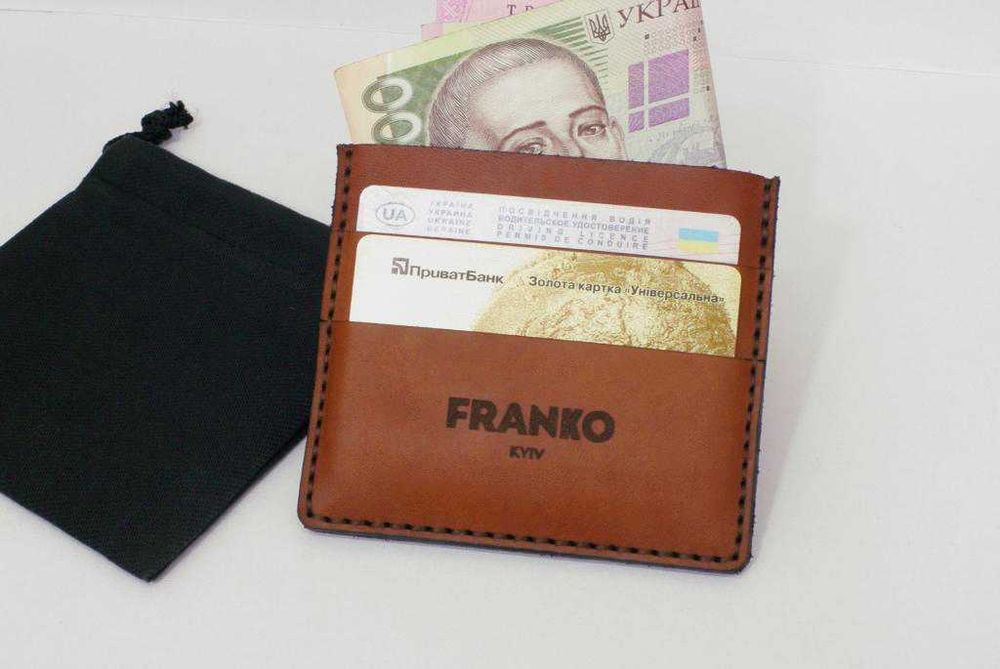 Портмоне Кардхолдер Franko brown Small/ Натуральная кожа Ручная работа
