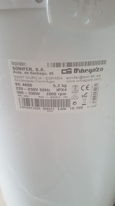 Centrifugadora Orbegozo SC 4600,