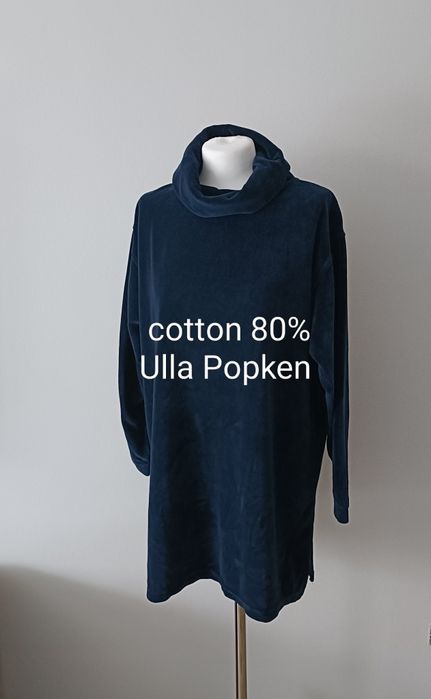 Bluza damska welurowa retro welur granatowa cotton Ulla Popken 44 46