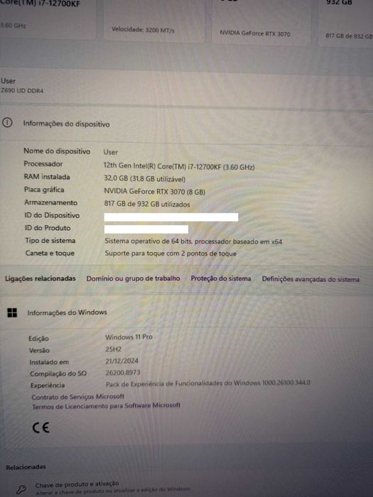 PC GAMING – i7-12700KF | RTX 3070 8GB | 32GB RAM | 1TB