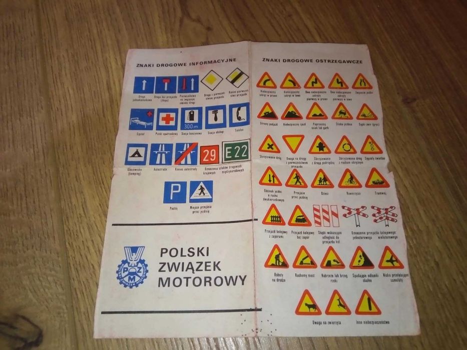 Znaki drogowe Polski Związek motorowy ulotka broszura PRL Vintage