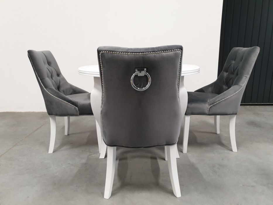 Stół okrągły+4 krzesła chesterfield wygodne pikowane Producent