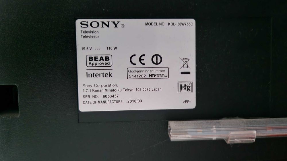 TV Sony 50 cali BRAVIA KDL-50W755C