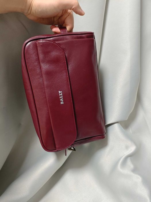 Bally бордова шкіряна сумка чоловіча косметична несесер подарункова